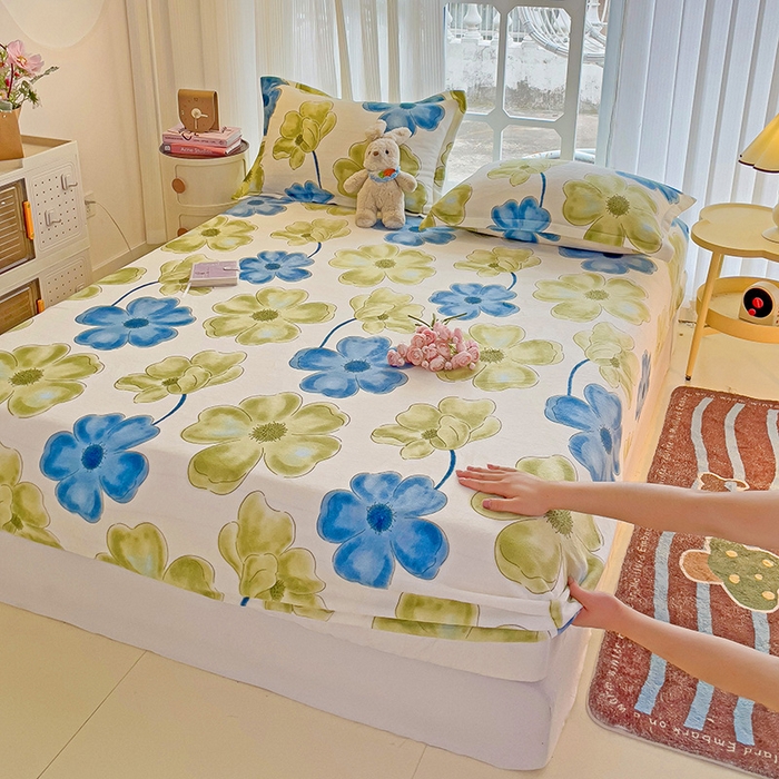 91家纺网 家纺一手货源 找家纺 名兮 2024卡通时尚风高克重牛奶绒床笠 卡罗