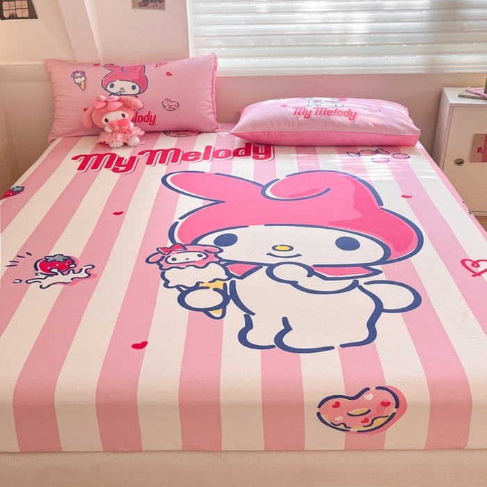 91家纺网 家纺一手货源 找家纺 金爱家 2024新款40s全棉大阪三丽鸥单品系列 M-甜甜圈美乐蒂