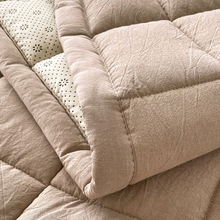 91家纺网 家纺一手货源 找家纺 丽诺 2024新款全棉色织棉花床护垫全棉色织水洗棉-牛卡其色