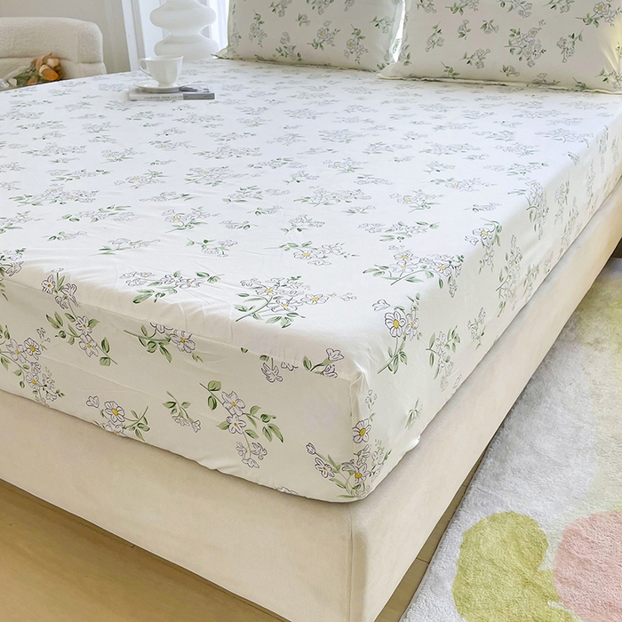 91家纺网 家纺一手货源 找家纺 梵巢家纺 芦荟棉床笠单床笠，外贸跨境单床笠磨毛床笠印花床笠床笠三件套茉莉花开