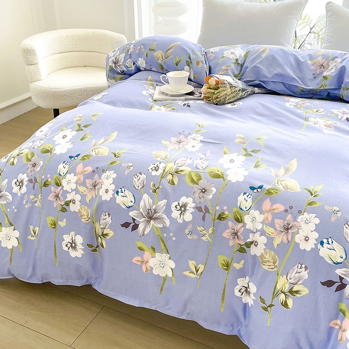 91家纺网 家纺一手货源 找家纺 梵巢家纺 芦荟棉被套，被罩化纤被套淡雅花姿