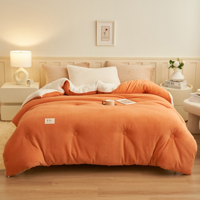 91家纺网 家纺一手货源 找家纺 （总）2024新款保暖牛奶绒剪花北极绒冬被子被芯