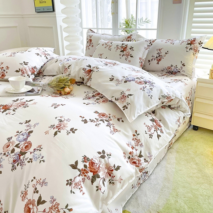 91家纺网 家纺一手货源 找家纺 梵巢家纺 芦荟棉三四件套，床单，被套，枕套化纤四件套浪漫庄园