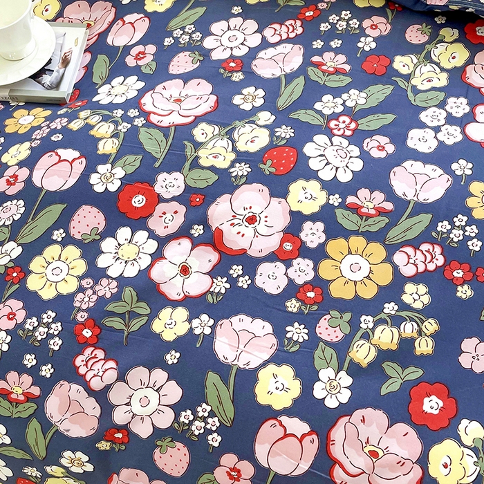 91家纺网 家纺一手货源 找家纺 梵巢家纺 2025新款芦荟棉四件套和单品印花四件套 床笠款四件套花满城