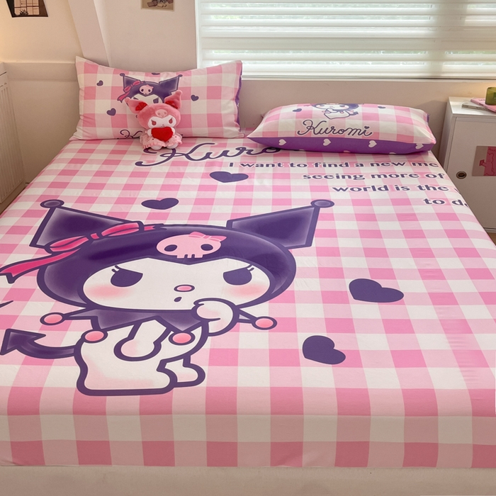 91家纺网 家纺一手货源 找家纺 金爱家 2024新款40s全棉大阪三丽鸥单品系列 M-粉粉库洛米