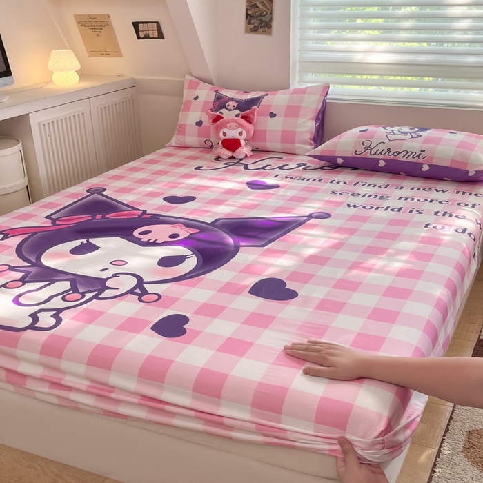 91家纺网 家纺一手货源 找家纺 金爱家 2024新款40s全棉大阪三丽鸥单品系列 M-粉粉库洛米