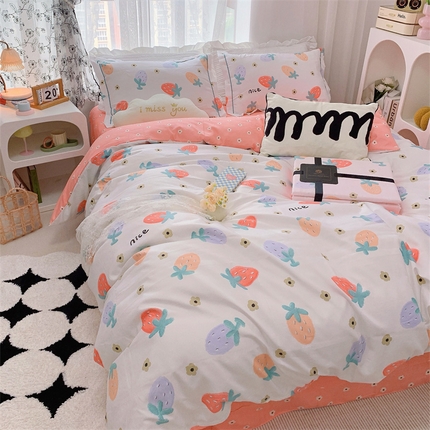 91家纺网 家纺一手货源 找家纺 （总）庭笙 新款丝带款臻品磨毛印花四件套