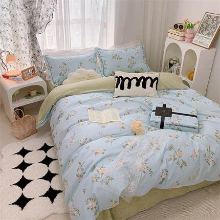 91家纺网 家纺一手货源 找家纺 （总）庭笙 新款丝带款臻品磨毛印花四件套