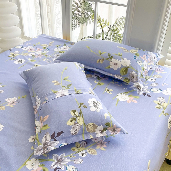 91家纺网 家纺一手货源 找家纺 梵巢家纺 2025新款加厚芦荟棉床单磨毛化纤床单淡雅花姿