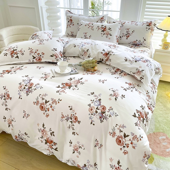 91家纺网 家纺一手货源 找家纺 梵巢家纺 2025新款芦荟棉四件套和单品印花四件套 床笠款四件套浪漫庄园