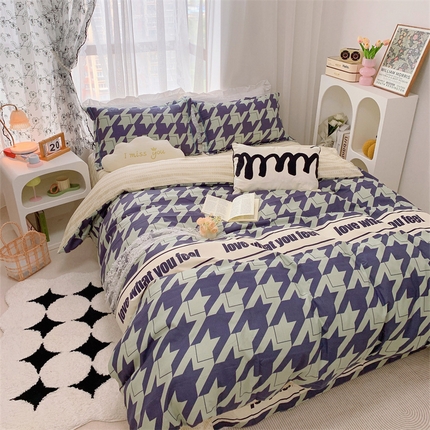 91家纺网 家纺一手货源 找家纺 （总）庭笙 新款丝带款臻品磨毛印花四件套