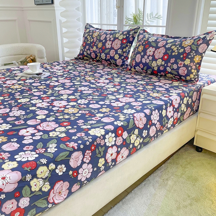 91家纺网 家纺一手货源 找家纺 梵巢家纺 芦荟棉床笠单床笠，外贸跨境单床笠磨毛床笠印花床笠床笠三件套花满城