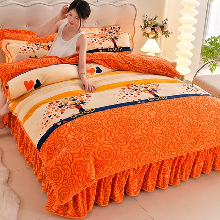 91家纺网 家纺一手货源 找家纺 梦莱情纺2024新款8.5斤牛奶绒四件套日产12000套 爱心树