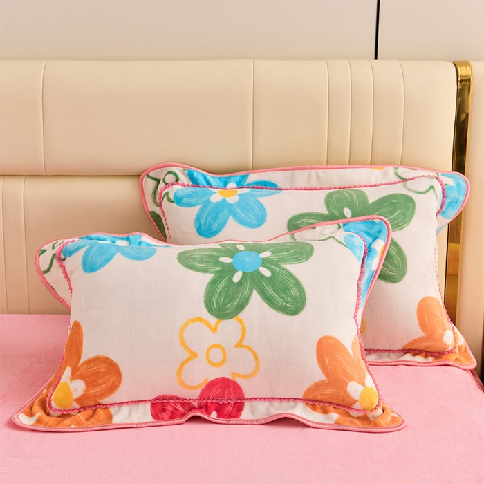 91家纺网 家纺一手货源 找家纺 沐妍家纺 2025新款8斤加厚保暖金貂绒牛奶绒印花四件套 田园生活