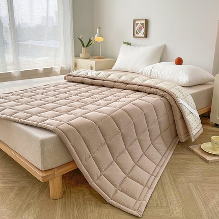 丽诺 2024新款全棉色织棉花床护垫全棉色织水洗棉-牛卡其色