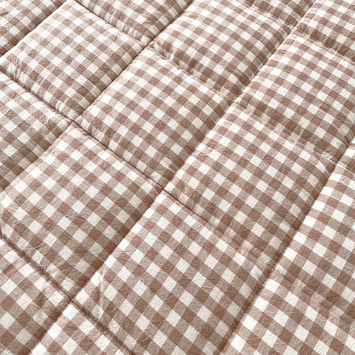 91家纺网 家纺一手货源 找家纺 丽诺 2024新款全棉色织棉花床护垫全棉色织水洗棉-咖小格