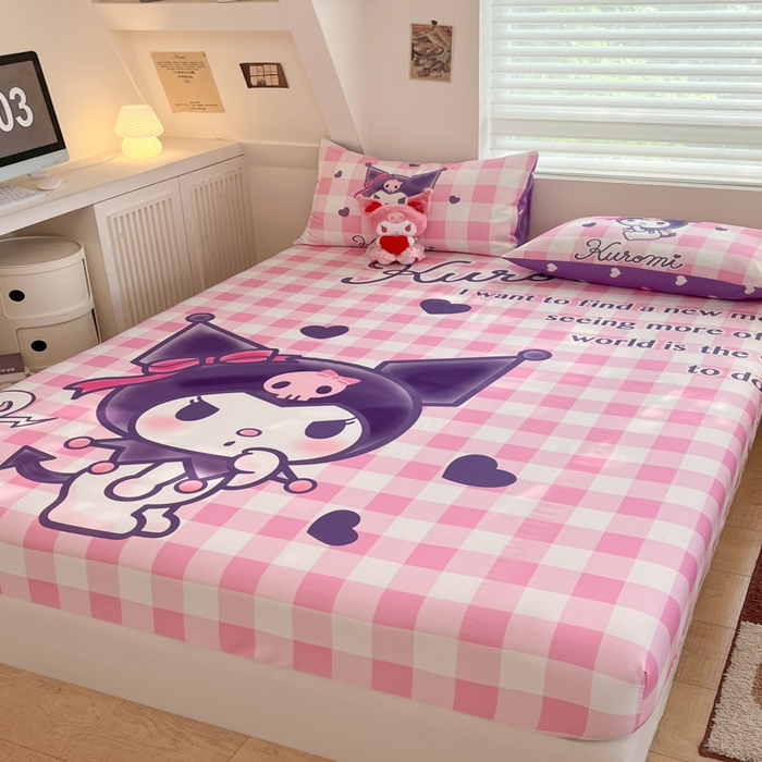 91家纺网 家纺一手货源 找家纺 金爱家 2024新款40s全棉大阪三丽鸥单品系列 M-粉粉库洛米