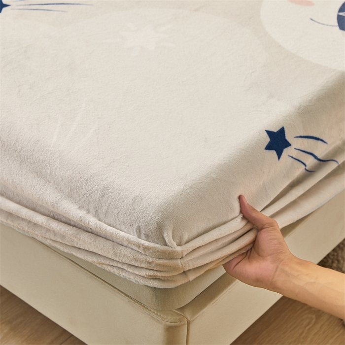 91家纺网 家纺一手货源 找家纺 梦舒羽 2025新款冬季牛奶绒加厚床笠法兰绒床罩套珊瑚绒床垫保护套全包床单月亮宝宝