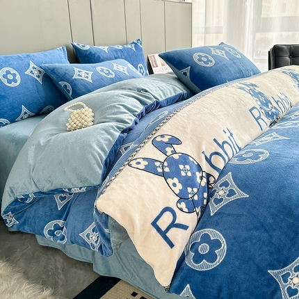 91家纺网 家纺一手货源 找家纺 （总）斯卡诺2025新款直播轻奢爆款小清新牛奶宝宝绒四件套