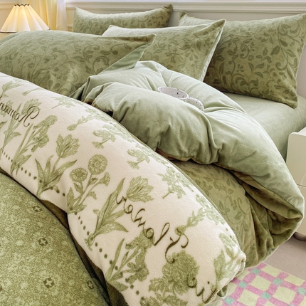 91家纺网 家纺一手货源 找家纺 （总）斯卡诺2025新款直播轻奢爆款小清新牛奶宝宝绒四件套