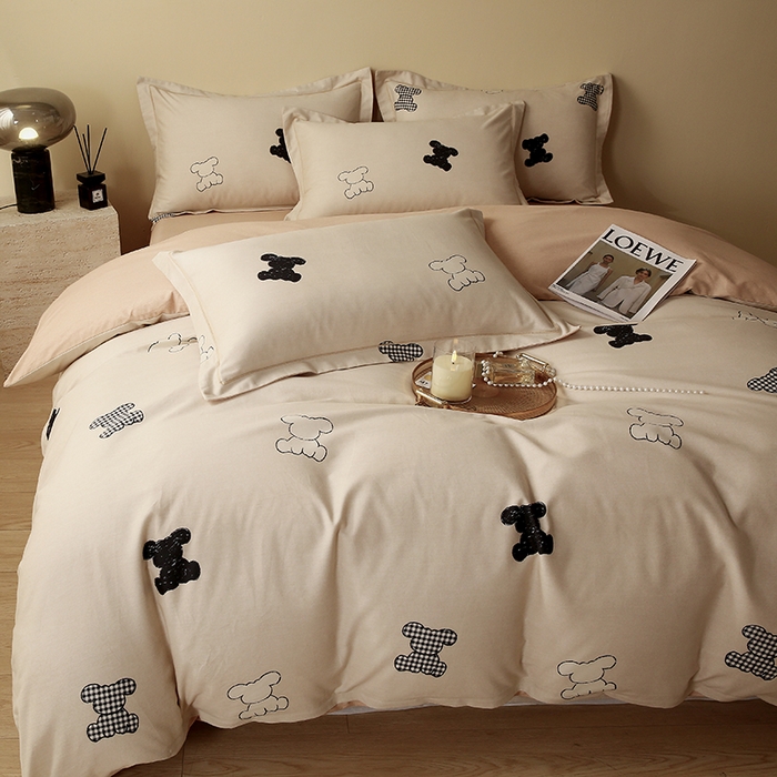 91家纺网 家纺一手货源 找家纺 2024新款全棉生态磨毛四件套 喜饰