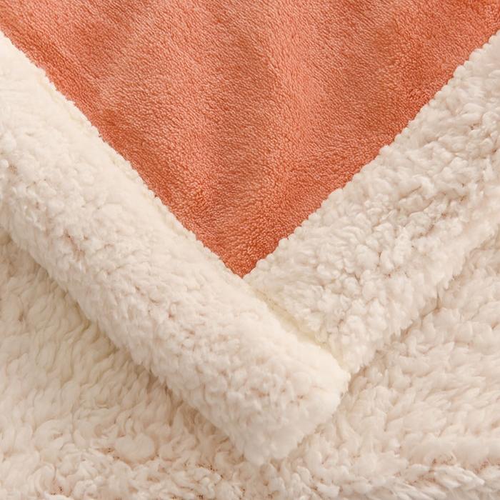 91家纺网 家纺一手货源 找家纺 2025新款毛毯AB版牛奶绒+羊羔绒毯子复合多功能午睡毯 美梦-明媚橘