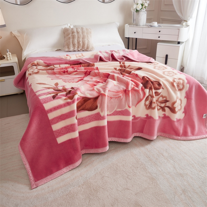 91家纺网 家纺一手货源 找家纺 2024新款柔软欧式轻奢真羊毛毛毯毯子 花之恋