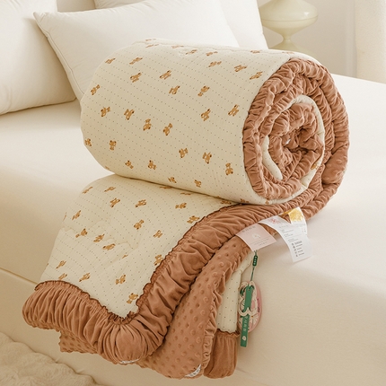 91家纺网 家纺一手货源 找家纺 （总）有货 2024新款韩版全棉双层皱皱纱豆豆大豆被被子被芯