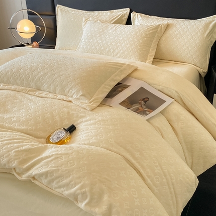 91家纺网 家纺一手货源 找家纺 （总）金牛座家纺 2025新款婴儿绒刺绣提花四件套-永恒