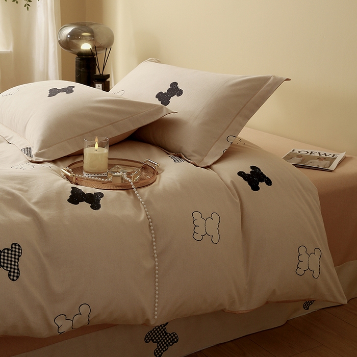 91家纺网 家纺一手货源 找家纺 2024新款全棉生态磨毛四件套 喜饰