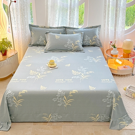 家贝爱 2024新款加厚纯棉生态磨毛床单系列 叶舞轻盈