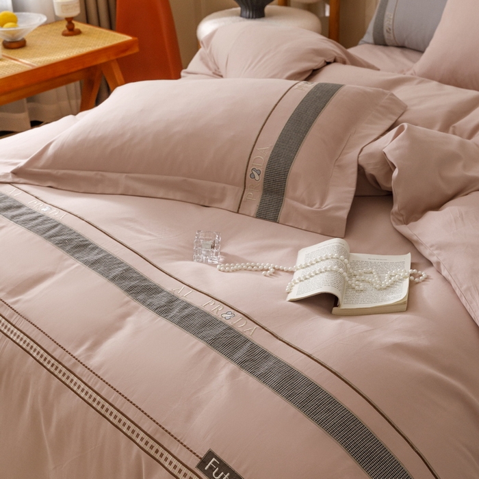 91家纺网 家纺一手货源 找家纺 2024新款A类云柔棉加密柔顺磨毛四件套千鸟格系列 千鸟格-浅豆沙