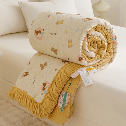 91家纺网 家纺一手货源 找家纺 （总）有货 2024新款韩版全棉双层皱皱纱豆豆大豆被被子被芯