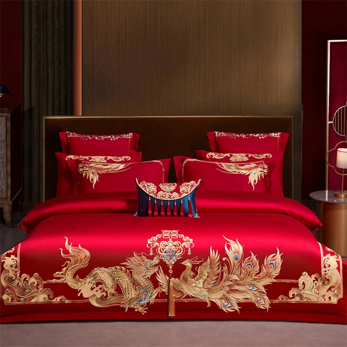 91家纺网 家纺一手货源 找家纺 宏羽纺家纺 2024新款13372纯棉婚庆套件系列 含情脉脉