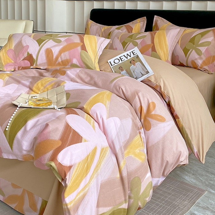 91家纺网 家纺一手货源 找家纺 2024新款全棉生态磨毛四件套 图兰朵