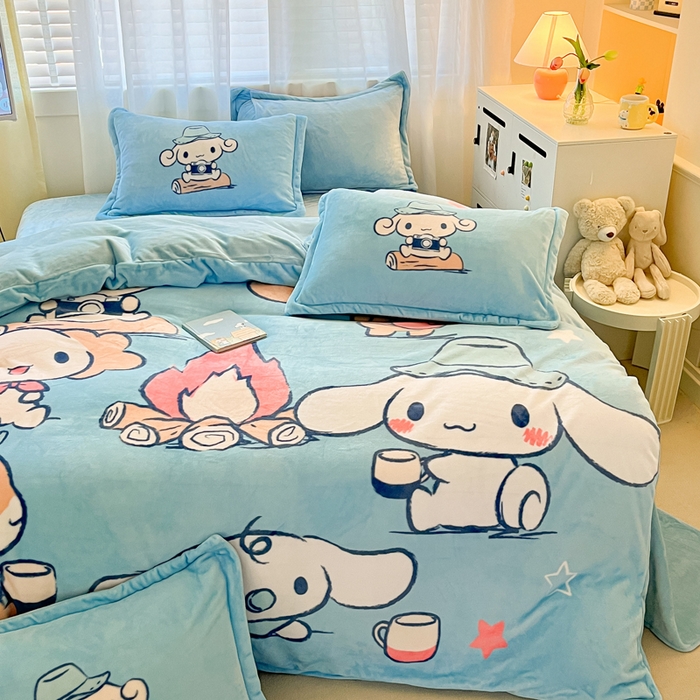 91家纺网 家纺一手货源 找家纺 （总）金爱家 2024新款三丽鸥大版加厚牛奶绒四件套-第二批