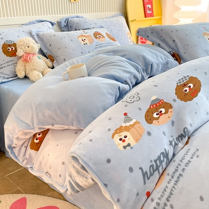 91家纺网 家纺一手货源 找家纺 （总）狂想家 2025新款加厚牛奶绒卡通印花四件套系列风格二