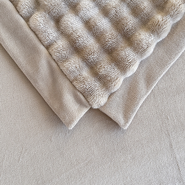 91家纺网 家纺一手货源 找家纺 芸锦豪 2024新款仿兔毛小泡泡兔兔绒兔毛绒四件套 浅驼