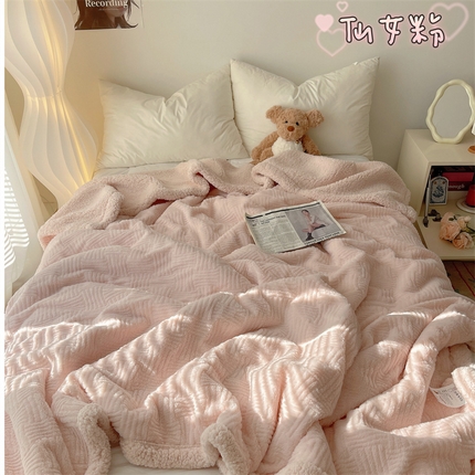 91家纺网 家纺一手货源 找家纺 （总）顾里家纺 2024新款ins韩系提花兔毛绒毯