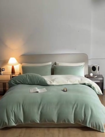 91家纺网 家纺一手货源 找家纺 （总）启程家纺 2024新款A类加厚230克纯色双拼牛奶绒四件套