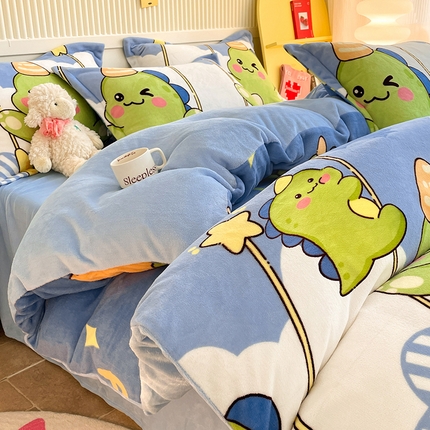 91家纺网 家纺一手货源 找家纺 （总）狂想家 2025新款加厚牛奶绒卡通印花四件套系列风格二