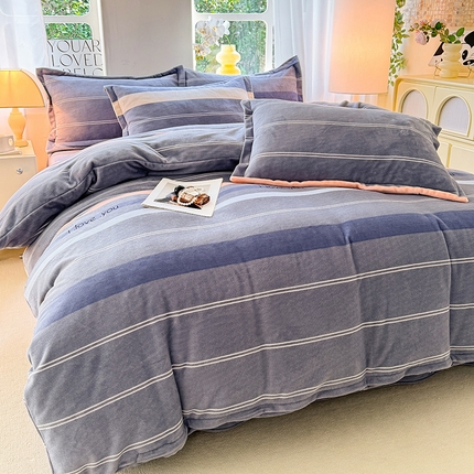 91家纺网 家纺一手货源 找家纺 （总）518家纺 2025新款A类高克重臻棉绒牛奶绒法兰 绒四件套