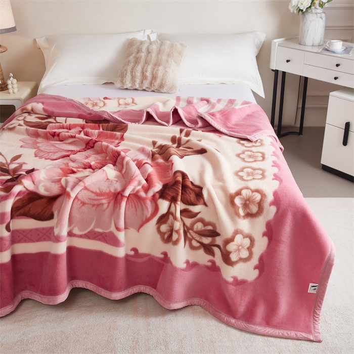 91家纺网 家纺一手货源 找家纺 2024新款柔软欧式轻奢真羊毛毛毯毯子 花之恋