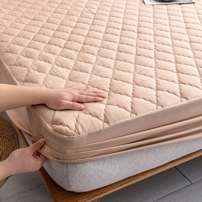 91家纺网 家纺一手货源 找家纺 2024新款加厚夹棉防水床笠素色-【四季款】 经典驼