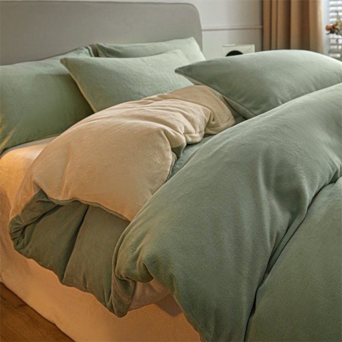 91家纺网 家纺一手货源 找家纺 （总）启程家纺 2024新款A类加厚230克纯色双拼牛奶绒四件套