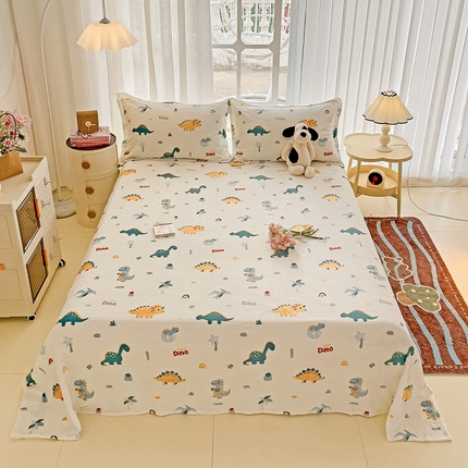 名兮家居 2024新款时尚卡通风高克重牛奶绒床单-盖毯 恐龙多多