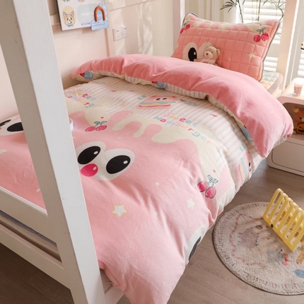 91家纺网 家纺一手货源 找家纺 （总）爱思凯家纺 2025新款A类牛奶绒学生床褥三件套-初心系列