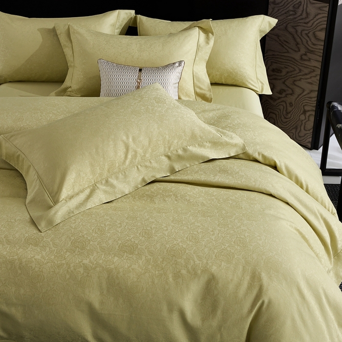 91家纺网 家纺一手货源 找家纺 优品阁 2024新款长绒棉贡缎提花--欧式轻奢提花系列繁华似锦-牛油果绿