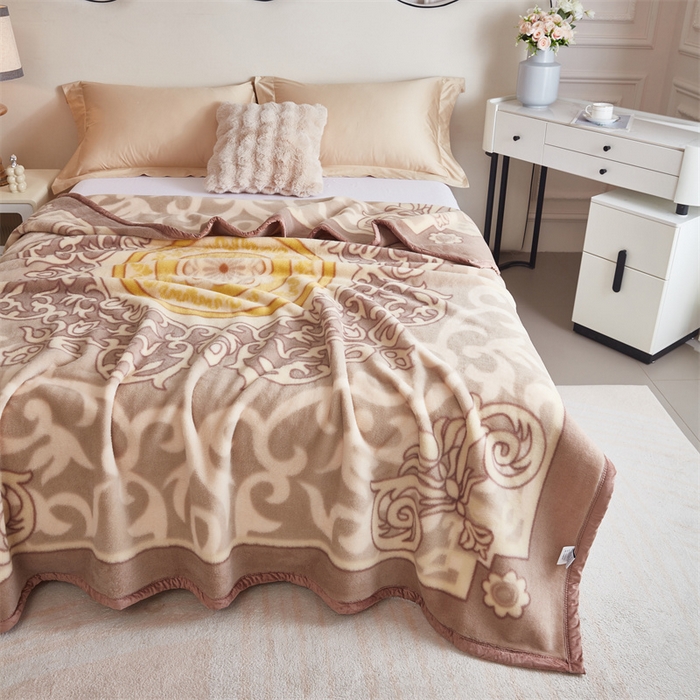 91家纺网 家纺一手货源 找家纺 2024新款柔软欧式轻奢真羊毛毛毯毯子 皇储世家