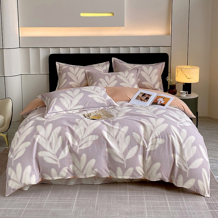 91家纺网 家纺一手货源 找家纺 2024新款全棉生态磨毛四件套 松叶